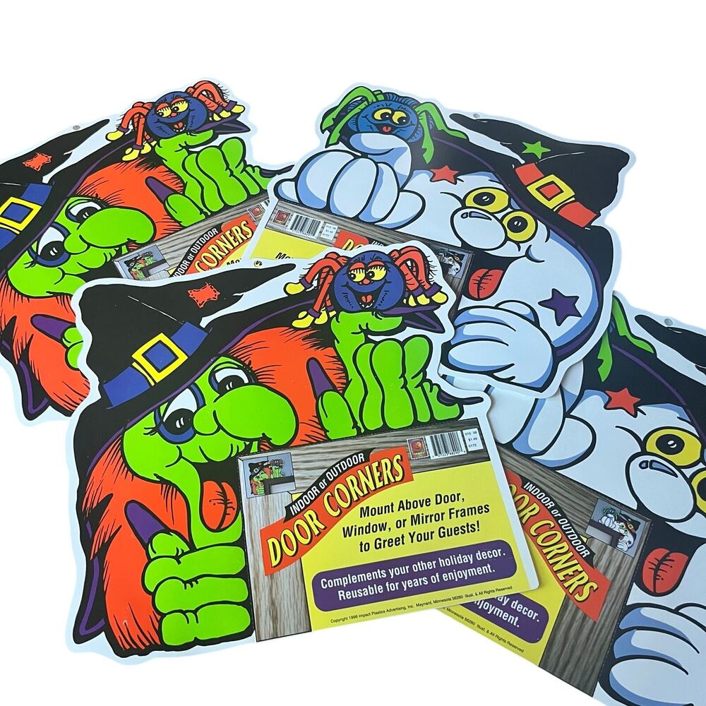 Vintage Halloween Decor Door Corners Witch and Ghost lot 1990's Retro Halloween